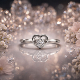 Silver Whisper Heart Ring