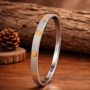 Rajmudra Dual-Tone Silver Kada