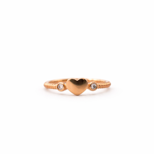 Rose Golden Heart Whisper Silver Ring