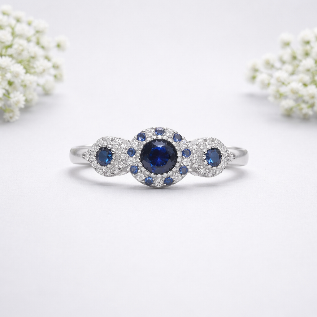 Midnight Halo Trinity Silver Ring