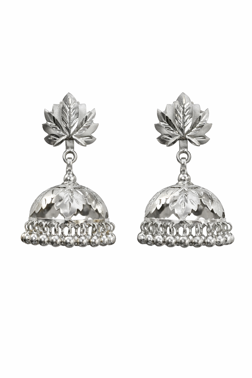 Rajasi Lotus Glow Pure Silver Jhumka Earrings