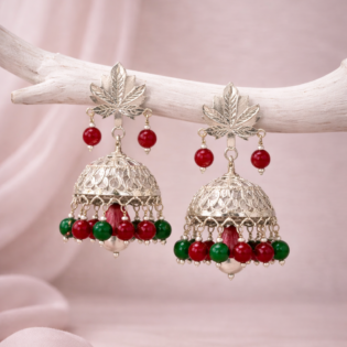 Kamalika Ruby-Ember Jhumka Pure Silver Earrings