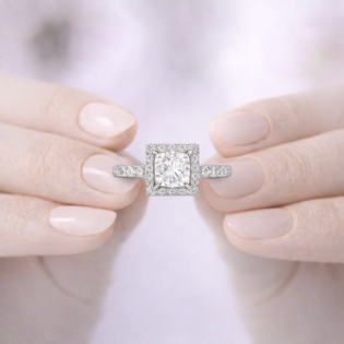 Celestial Square Halo Silver Ring - Image 3