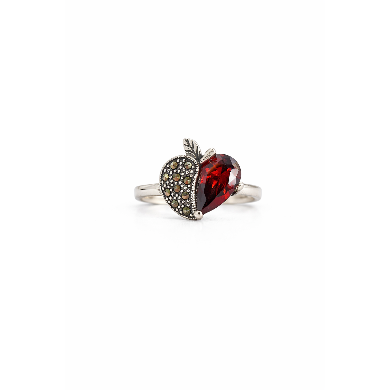 Crimson Orchard Muse Silver Ring - Image 3