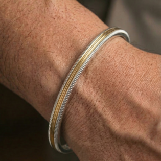 Swaranjit Twin-Line Silver Kada - Image 5