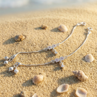 Roselle Drop Silver Anklet - Image 3
