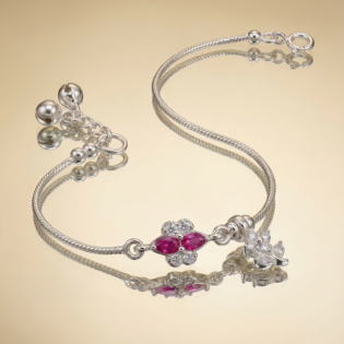RubyVela Silver Anklet - Image 2