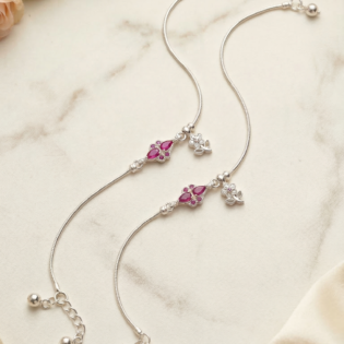 RubyVela Silver Anklet - Image 4