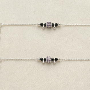 Amethyst Noir Silver Anklet - Image 2
