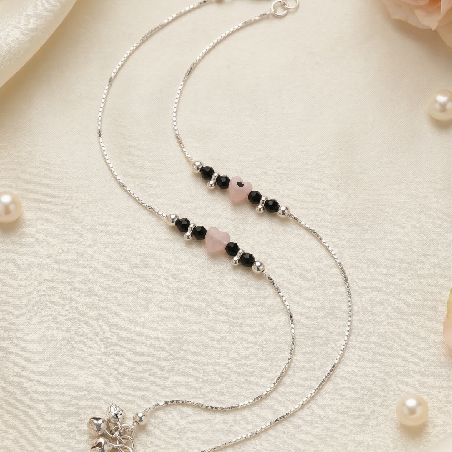 Amora Blush Heart Silver Anklet