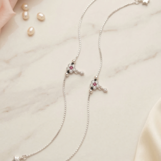 Noir Blossom Silver Anklet - Image 3