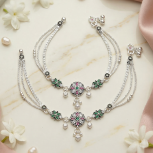 Rajlila Silver Anklet - Image 5