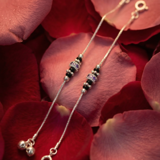 Amethyst Noir Silver Anklet - Image 4